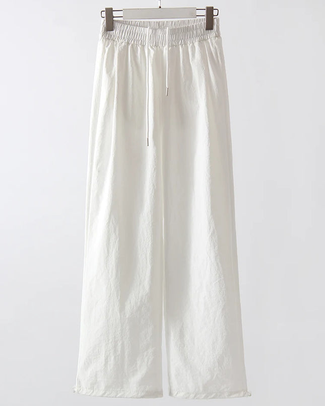 Stay Fresh & Stylish – High-Waist White Wide-Leg Sweatpants