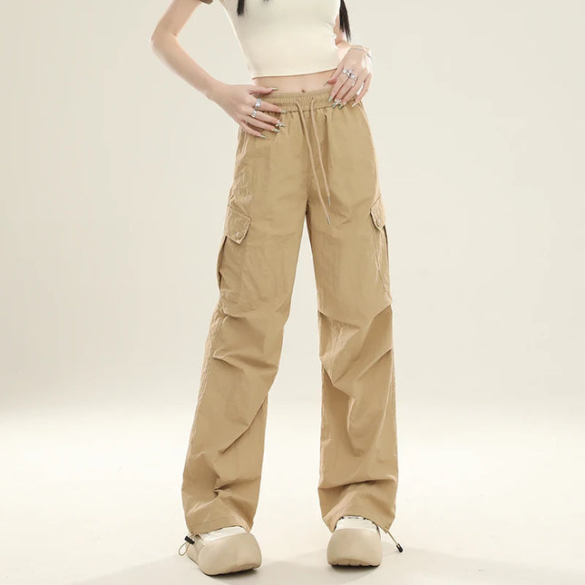 Women’s Summer Wide‑Leg Paratrooper Pants – Lightweight Casual Cargo Trousers