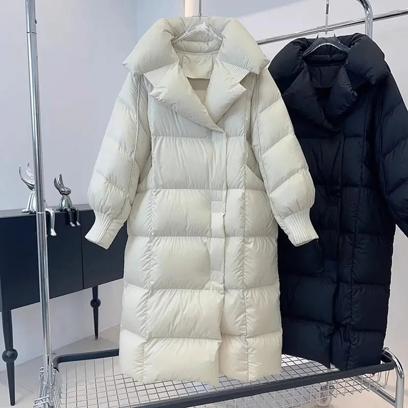 Long 90% White Duck Down Puff Parka Women-HighTouch