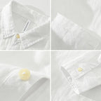 Linen Loose Square-Collar Long Sleeve Shirt Men-HighTouch