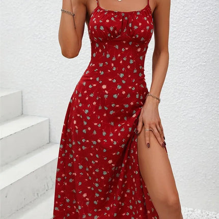 Polka-Dot Spaghetti Strap Midi Dress