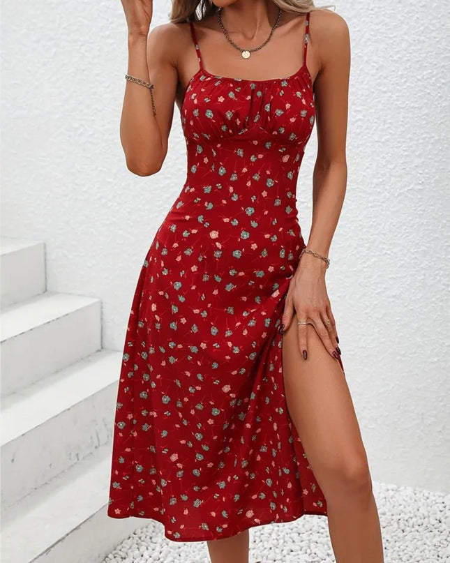 Polka-Dot Spaghetti Strap Midi Dress