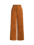 All-Season High Waist Wide-Leg Trousers for Women – Button Front & Pockets-HighTouch