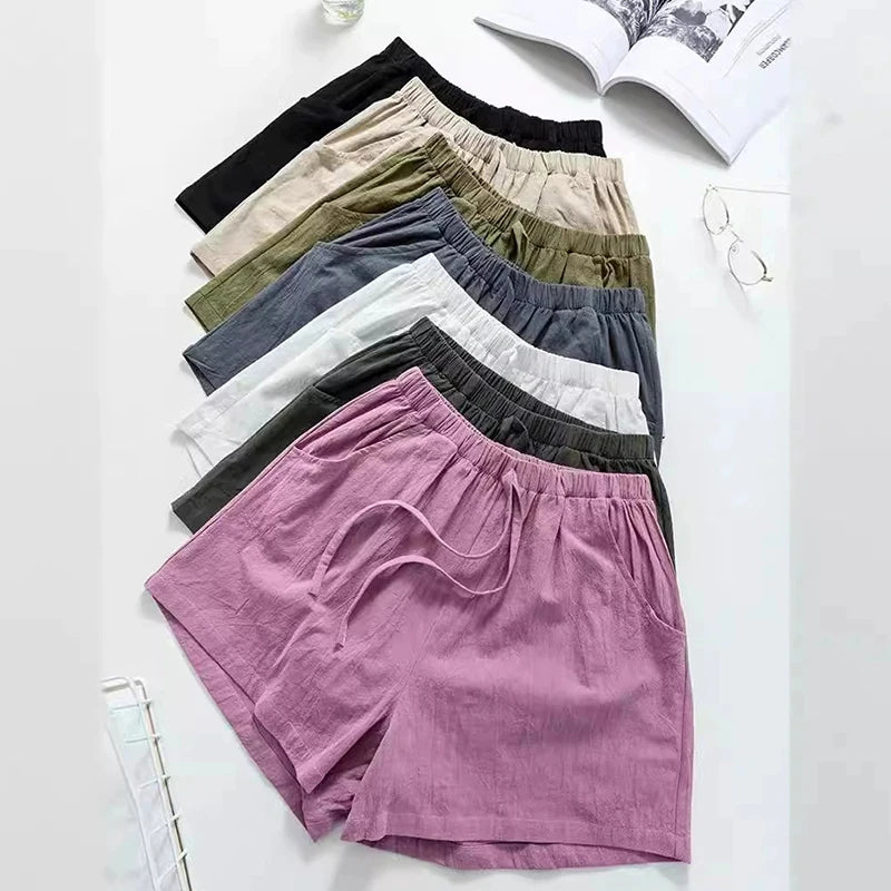Relaxed High-Waist Cotton Linen Shorts – Cool Comfort Meets Chic Styling