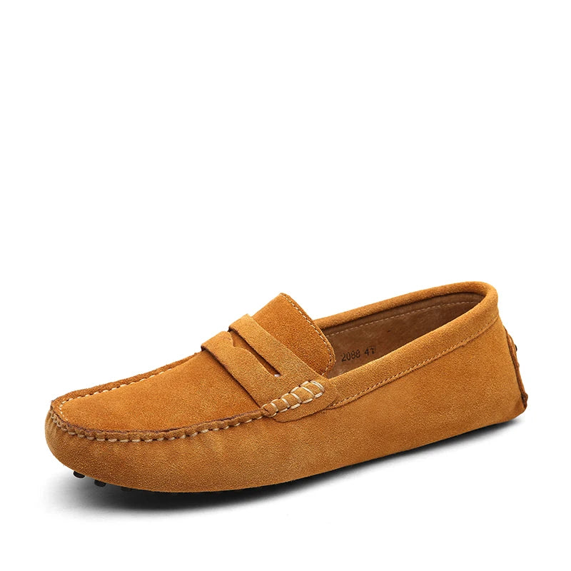 Genuine Leather Slip-On Loafers / Moccasins-HighTouch