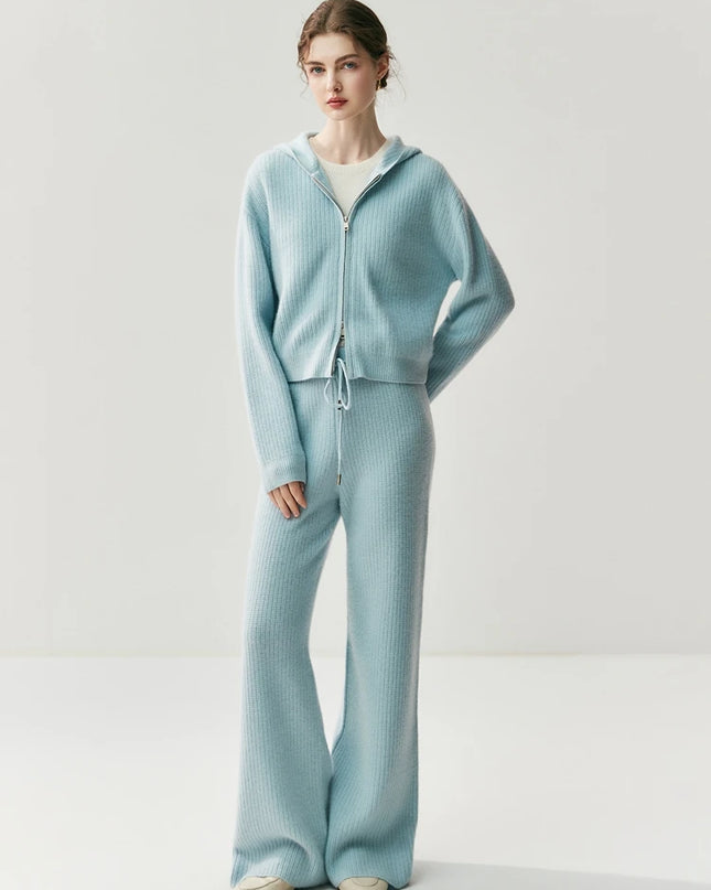 100% Cashmere Hooded Knit Set