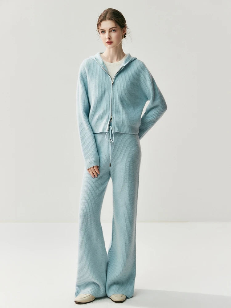 100% Cashmere Hooded Knit Set