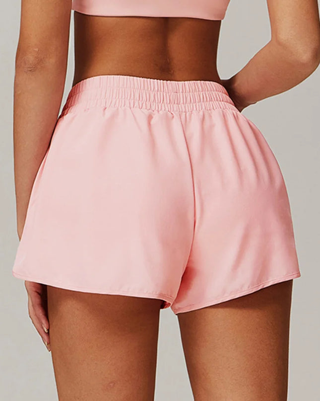 Women's Dual-Layer High-Waist Pocket Yoga Shorts