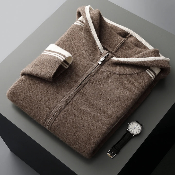 Men's Winter Merino Wool Knit Set Hooded Cardigan & Pants