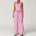 Women’s Hollow-Back Tank & High-Waist Drawstring Pants-HighTouch