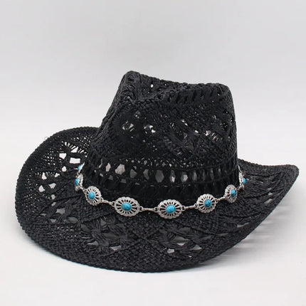 Bohemian Straw Cowboy Sun Hat – Wooden Beads