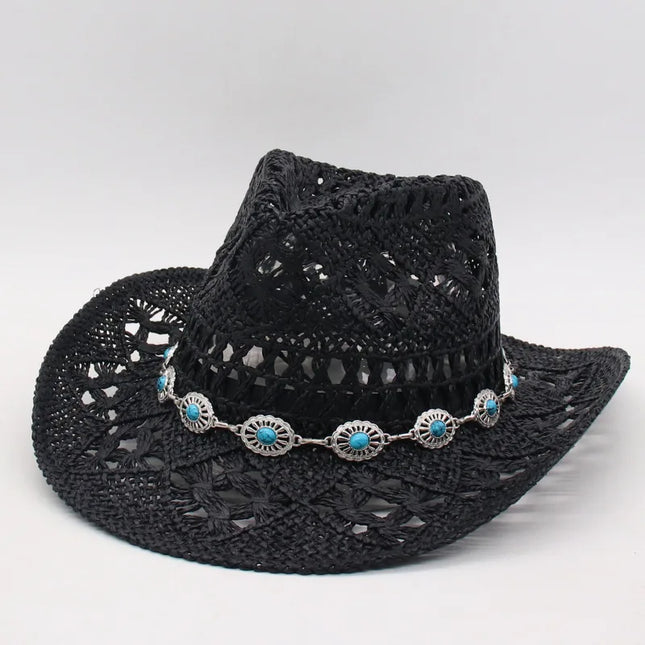 Bohemian Straw Cowboy Sun Hat – Wooden Beads