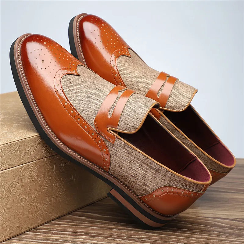 Men's Wingtip Leather Hybrid Loafers | Casual Dress Slip-On Shoes