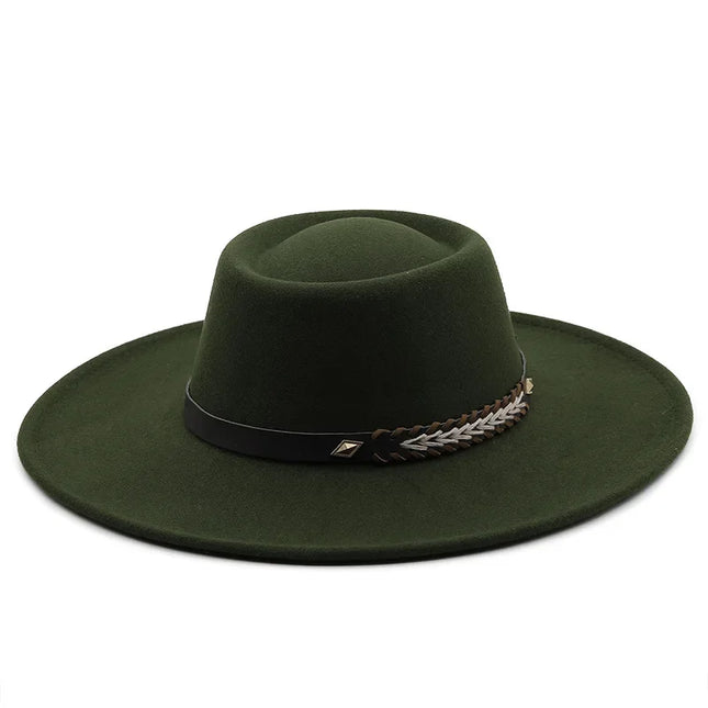 British-Style Wide-Brim Felt Fedora – Adjustable Luxury Jazz & Wedding Hat
