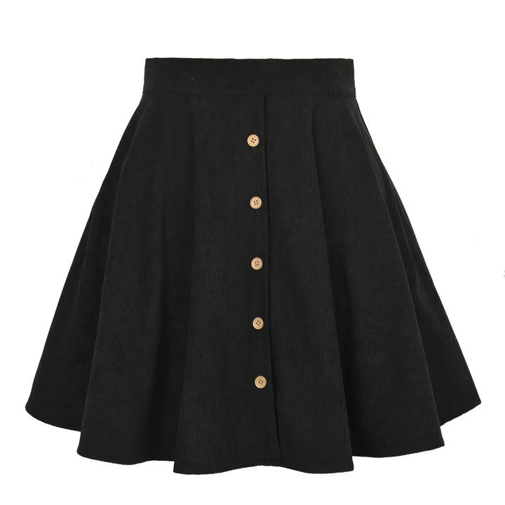 Women’s High-Waisted A-Line Corduroy Button-Up Skirt