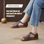Women’s Retro Fish-Mouth Flat Sandals Casual Summer Slip-On Shoes-HighTouch