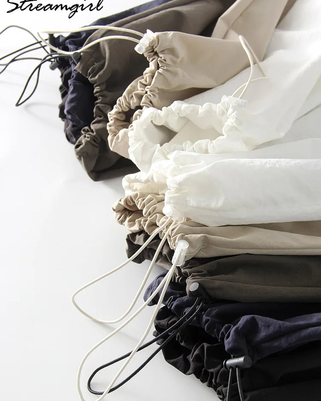 Stay Fresh & Stylish – High-Waist White Wide-Leg Sweatpants