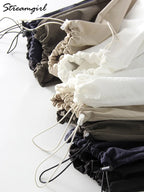 Stay Fresh & Stylish – High-Waist White Wide-Leg Sweatpants-HighTouch