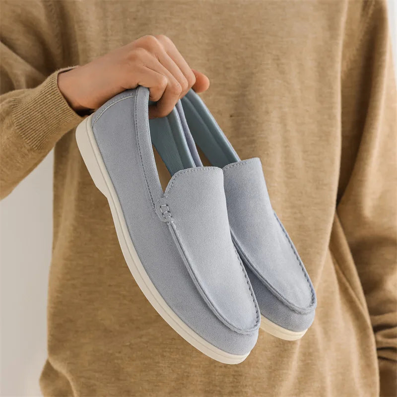 Men’s Frosted Suede Loafers – Lightweight Non-Slip Comfort Shoes-HighTouch