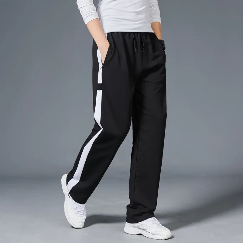 Loose Fit Men’s Straight-Leg Stripe Running Sweatpants-HighTouch