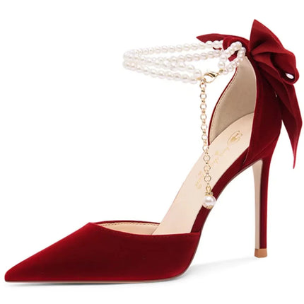 Luxury Butterfly Pearl Pointed Toe High Heel Pumps