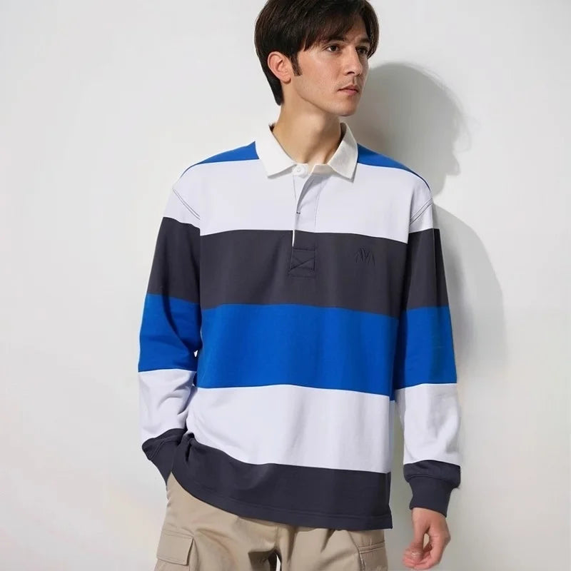 Collaborative Stripe Long-Sleeve Tee – Loose Fit Street Casual