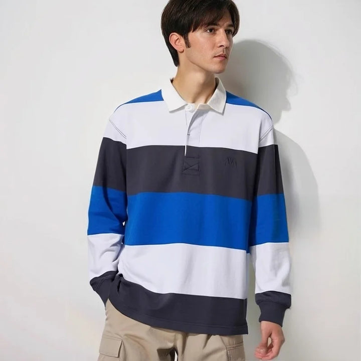 Collaborative Stripe Long-Sleeve Tee – Loose Fit Street Casual-HighTouch