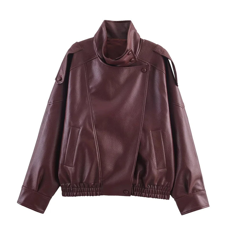 Women’s Faux Leather Motorcycle Jacket – Fall 2025 Fashio-HighTouch