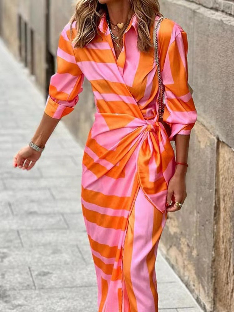 Chic Summer Dress Orange Pink for Elegant Comfort and Versatile Day to Evening Style
