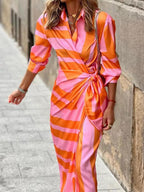 Chic Summer Dress Orange Pink for Elegant Comfort and Versatile Day to Evening Style