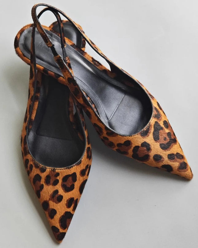 Women’s Horsehair Leopard Print Low Heel Sandals