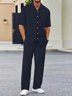 Men’s Summer Business Casual Set – Classic Shirt & Trousers-HighTouch