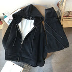 Women’s Fleece-Lined Zip-Up Lounge Set-HighTouch