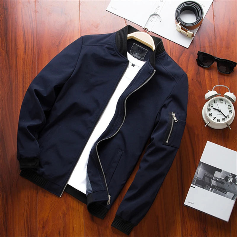 Lightweight Slim Fit Bomber Jacket for Men-HighTouch