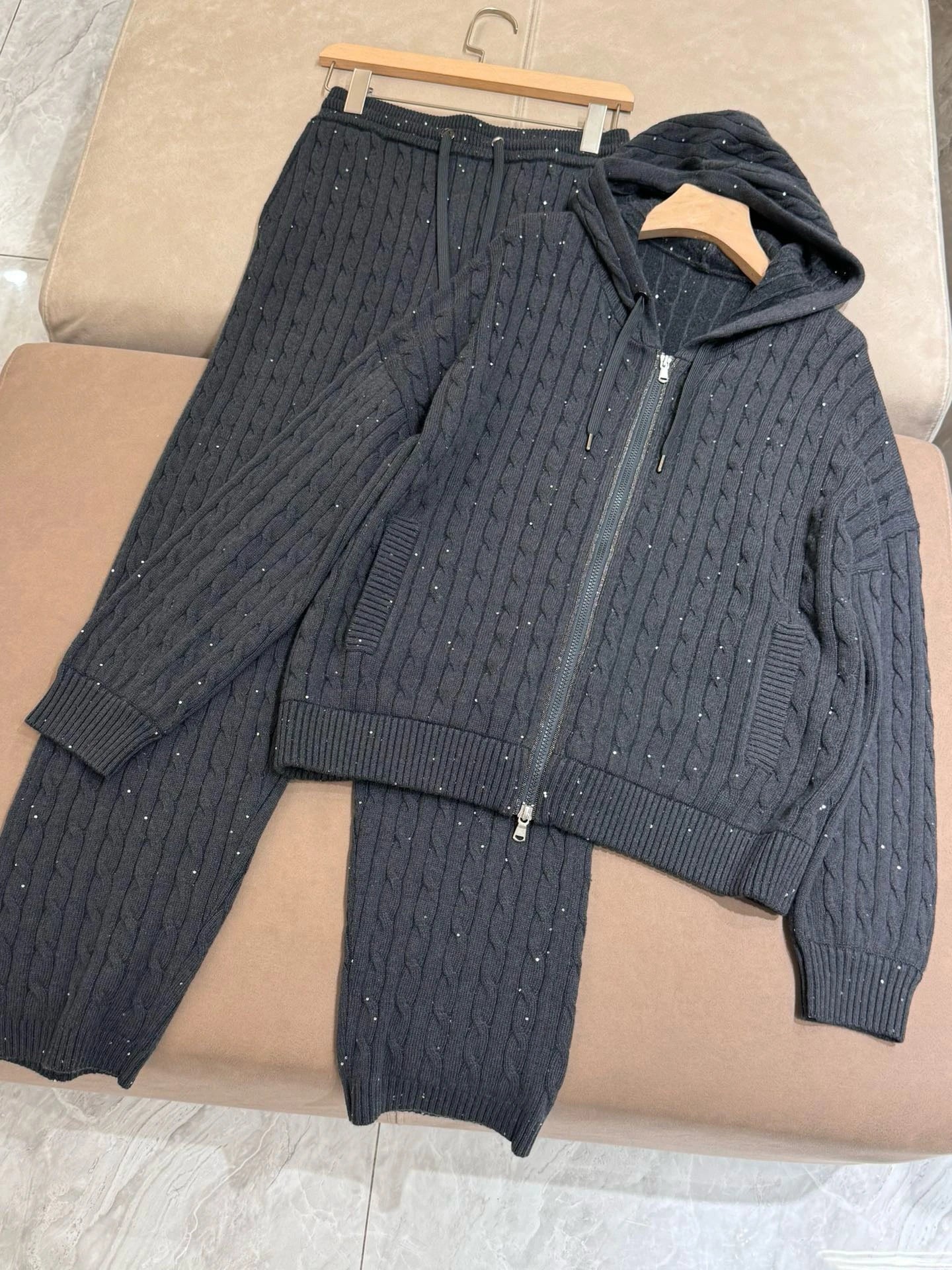 100% Wool Hooded Knit Set