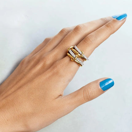 Two-Tone Hypoallergenic Copper Stackable Ring Set