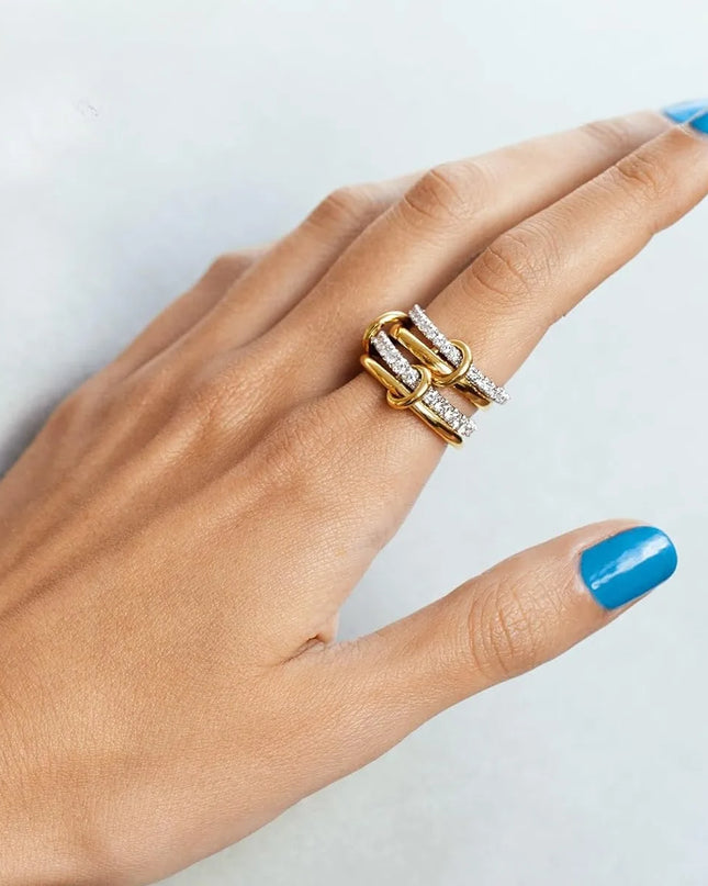 Two-Tone Hypoallergenic Copper Stackable Ring Set