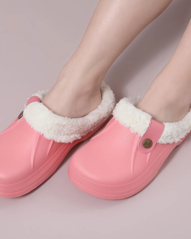 Fuzzy EVA Clogs Unisex – Waterproof Warm Plush Winter House & Garden Slippers