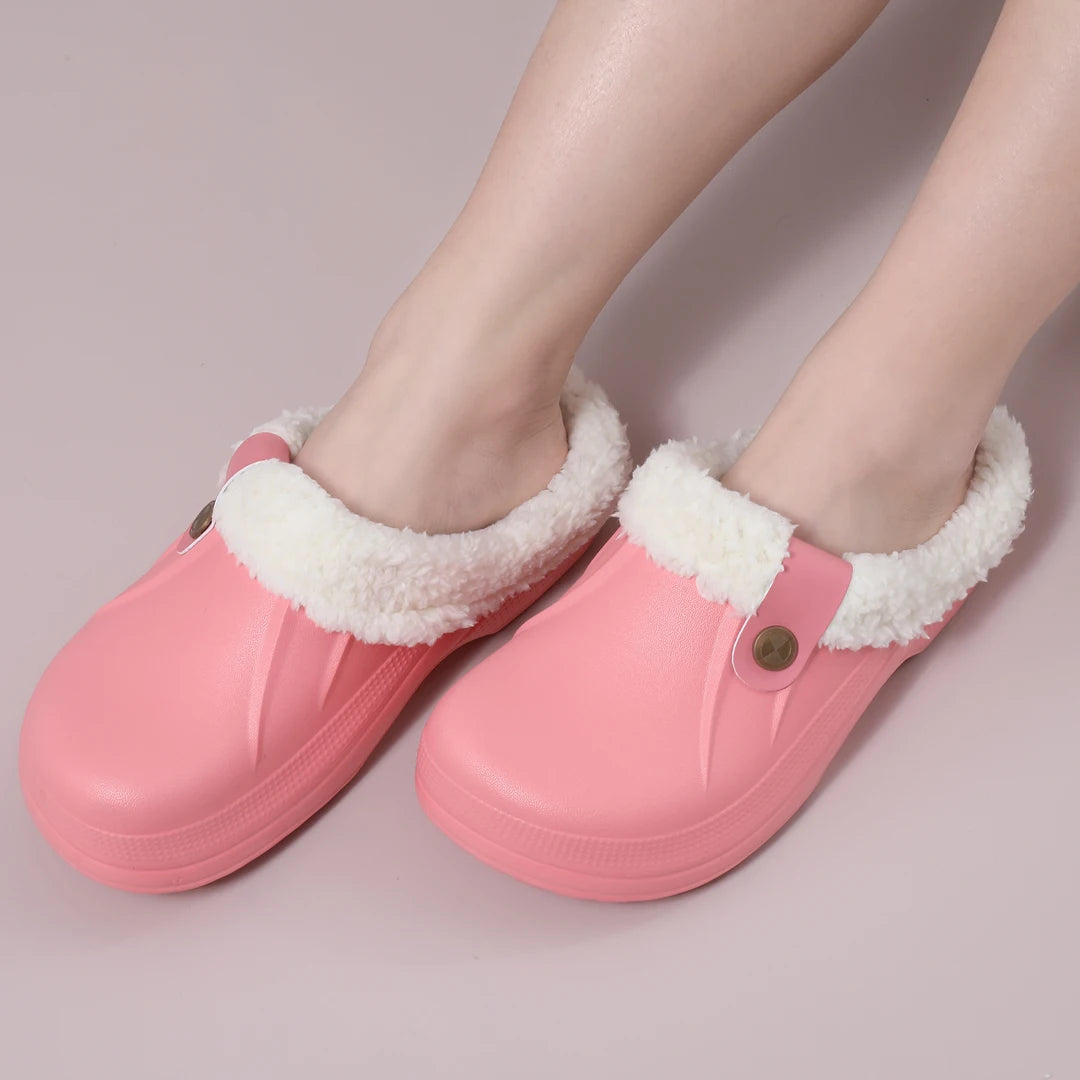 Fuzzy EVA Clogs Unisex – Waterproof Warm Plush Winter House & Garden Slippers