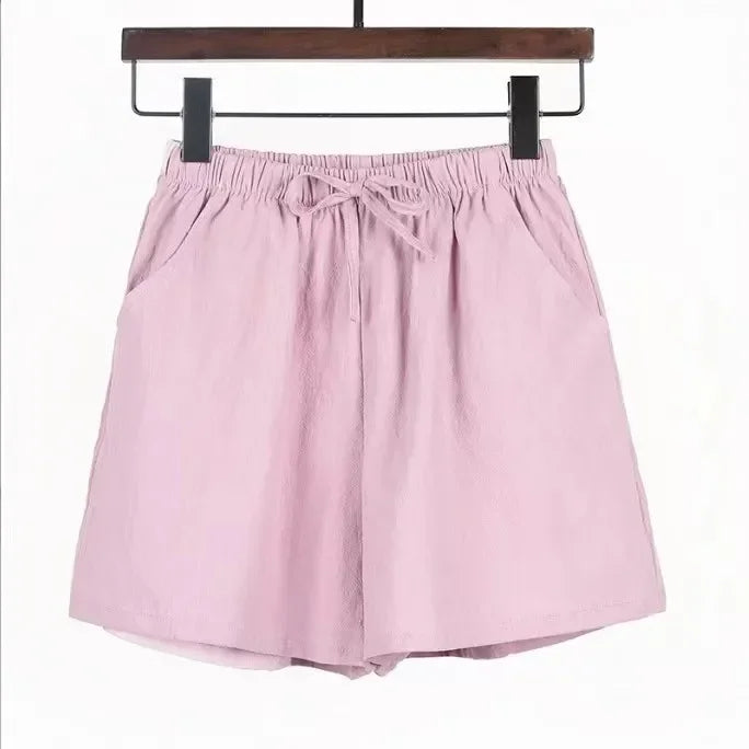 Women’s High-Waist Cotton Linen Shorts-HighTouch