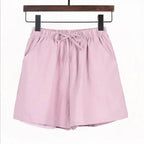 Women’s High-Waist Cotton Linen Shorts-HighTouch