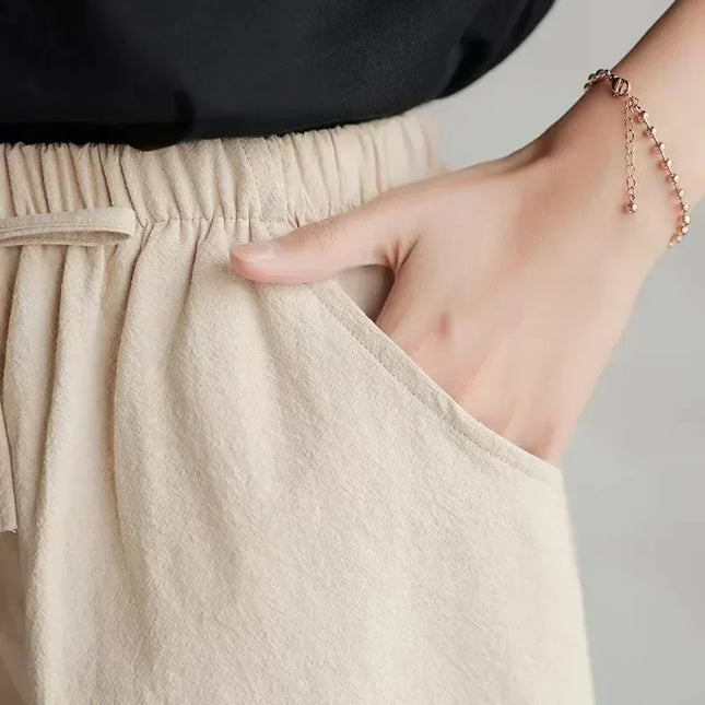 Women’s Cotton‑Linen Wide‑Leg Beach Shorts