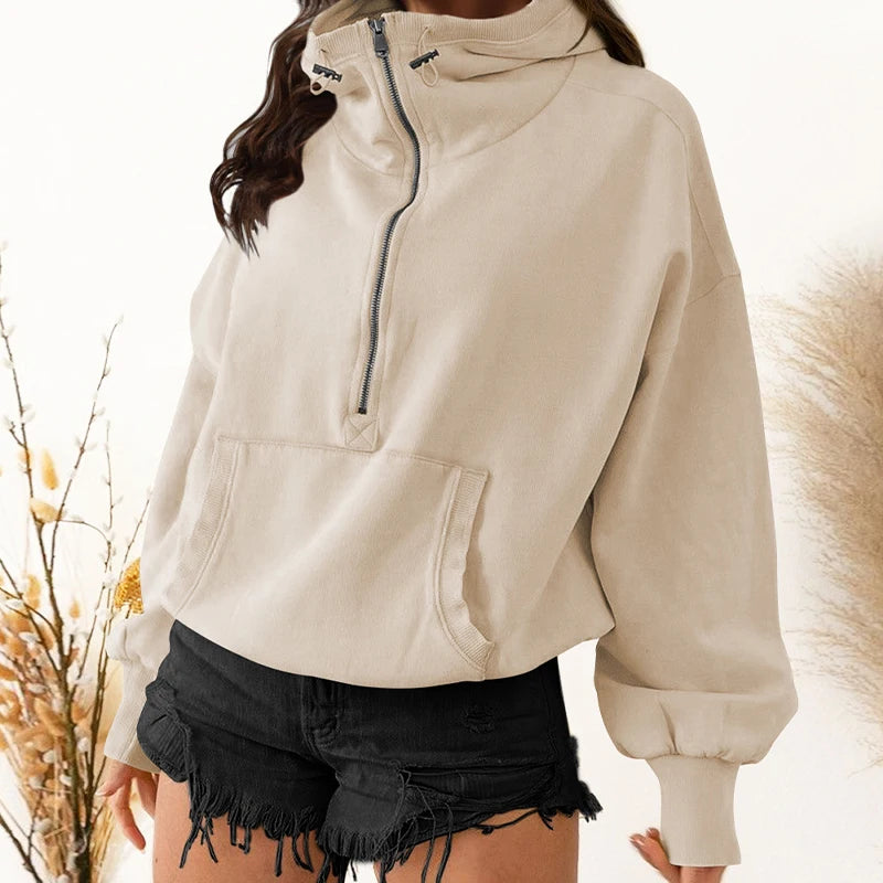 Women's Zip-Up Lazy Style Hoodie-HighTouch