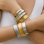 Gold Colour Titanium Steel Heart Elastic Bracelet-HighTouch