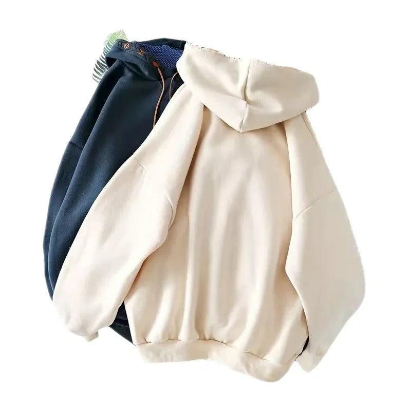 Fleece-Lined Oversized Cotton Hoodie – Cozy Lazy-Style  Trendy