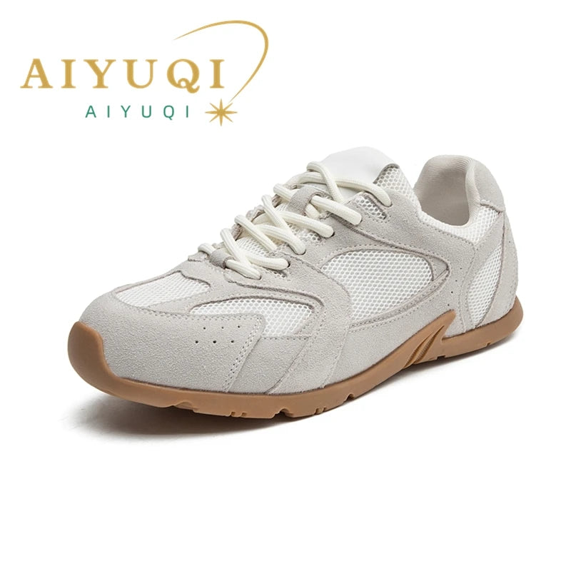 Women’s Genuine Leather Retro German Trainers Shoes-HighTouch