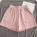 Summer High-Waist Solid Color Shorts-HighTouch