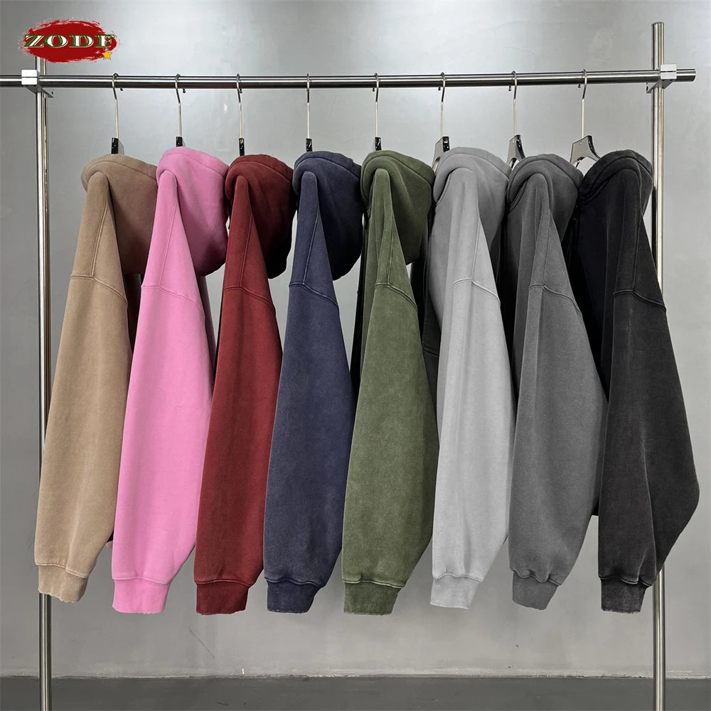 Unisex Heavy-Fleece Zip Hoodie 370 GSM | Retro Batik Wash