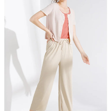 Summer Ice‑Silk Ankle‑Length Wide‑Leg Pants – Lightweight & Relaxed Fit