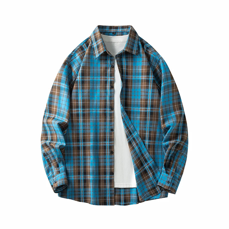 Oversized Flannel Check Shirt – Soft Cotton Long Sleeve Streetwear